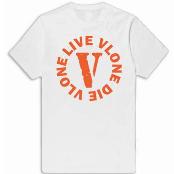 White Vlone Live Die Men's T Shirts | AU_C3724